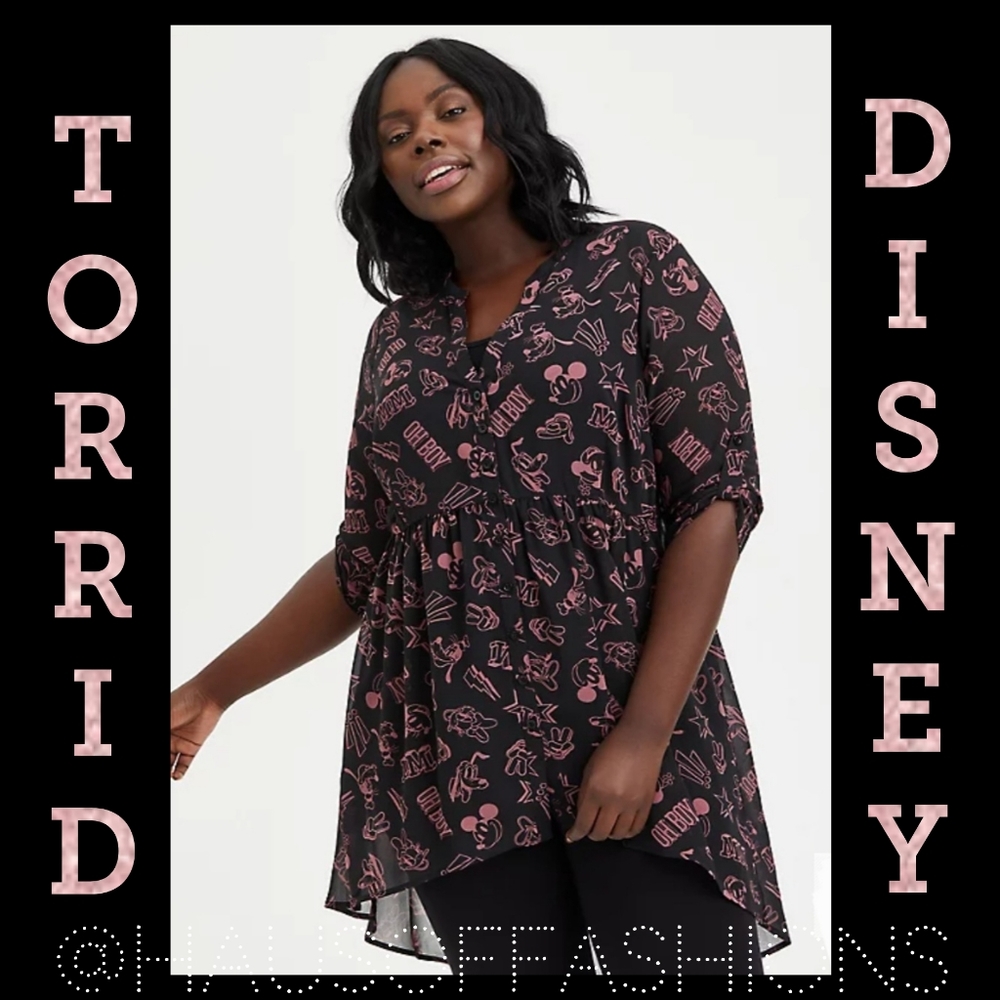 TORRID DISNEY Mickey & Friends Chiffon Lexi Babydoll Top!